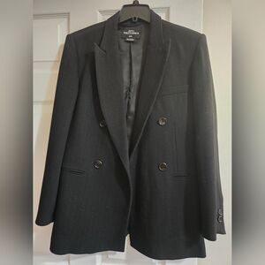 Zara Into The Classics Double Breasted Pinstripe Blazer Black Small